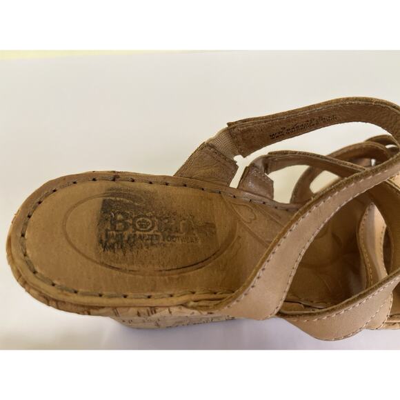 Born Tan Leather Strappy Sandals Women’s Size 9 Slip On Comfort Shoe - Picture 15 of 15